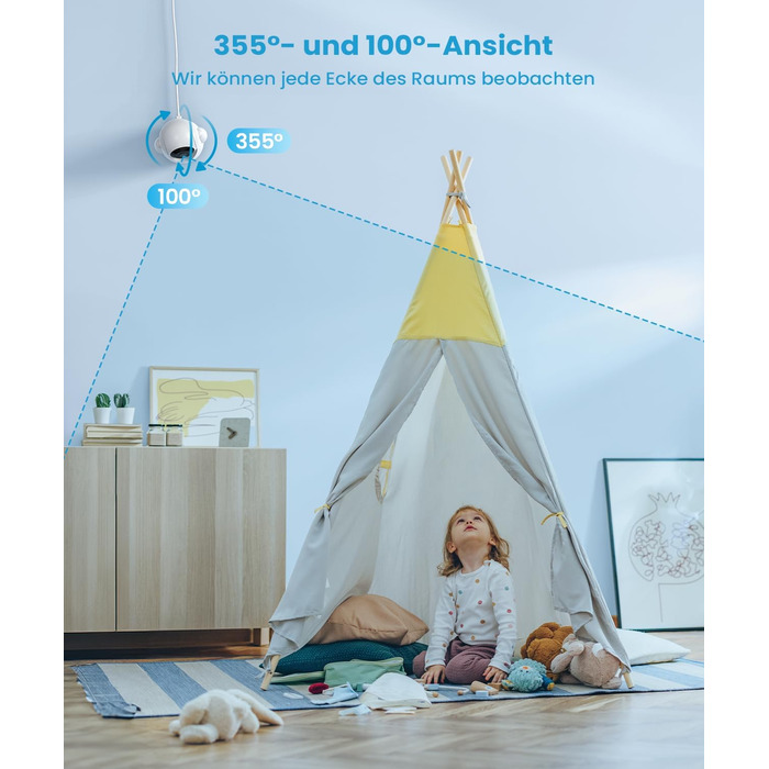 Відеоняня ieGeek з камерою 2.5K/4MP, 5.5