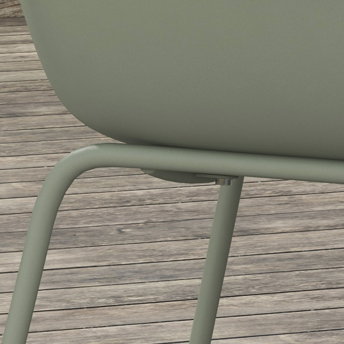 Набір садово-патіо стільців (4 шт.), зі спинкою та підлокітниками, стійкий до погодних умов, витримує до 120 кг, комбінований матеріал (пластик/метал), колір - зелений.
