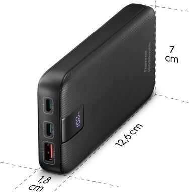 МАгод, 2 шт. USB-C, USB-A, швидка зарядка, портативний зарядний пристрій, антрацит, 20, 10000