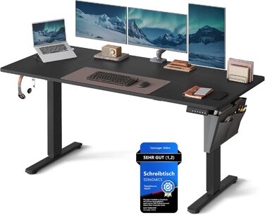 Електричний регульований стіл SONGMICS LSD136B01, 160 x 70 см, чорний, з пам'яттю на 4 положення, для офісу