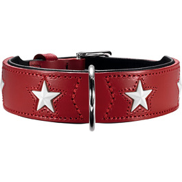 Нашийник для собак Hunter MAGIC STAR, із зображенням зірок, Шкіряний, м'який, (червоний, 60 (М-Л))