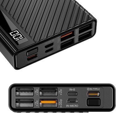 Вт 20000 мАг, USB C PD 3.0 QC 4.0, сумісний з iPhone, Samsung, iPad, Huawei, Switch, 22,5