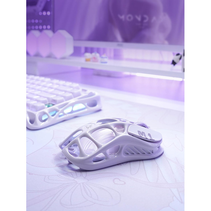 Миша ігрова GravaStar Mercury M1 Pro: 26000 DPI, 4K, PAW3395, 88г, Bluetooth/2.4G, RGB, 5 кнопок – Градієнт Чорний (Фіолетовий)