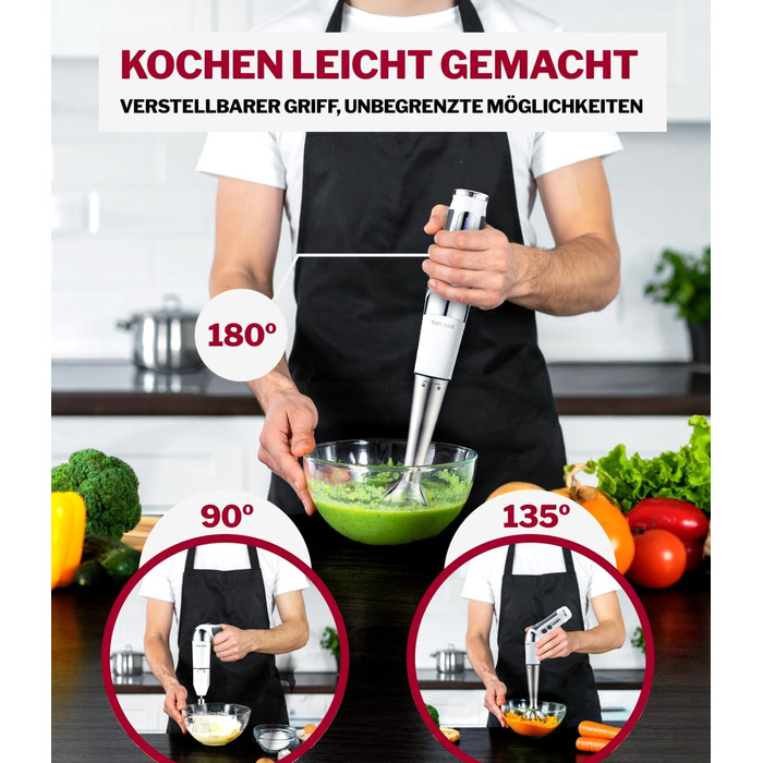 Блендер заглибний бездротовий Turmix Stabmixer CX 422 з місткістю, подрібнювачем та підставкою - 1800W Li-Ion