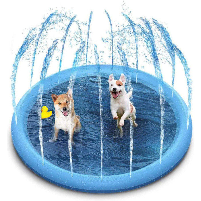 Дитячий басейн для собак і діти, басейн для великих і маленьких собак, 170 см складаний килимок для бризок води в басейні, літня подушка для спрею для садових іграшок на відкритому повітрі (100 см)