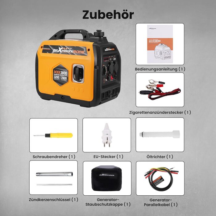 Інверторний генератор maXpeedingrods 2000W: бензиновий, 4-тактний, з USB та 230V, цифровий дисплей, компактний для кемпінгу та подорожей