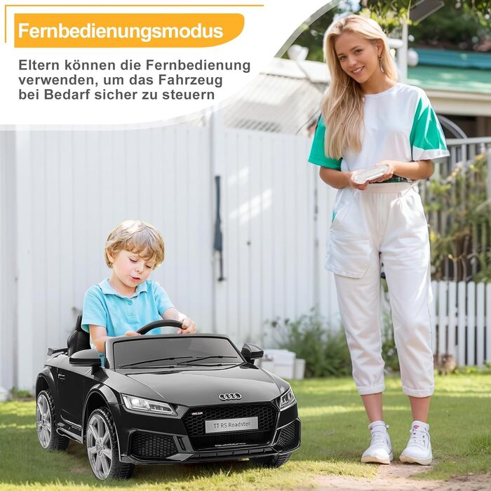 Дитячий електромобіль LEADZM 12V з музикою, сигналом, фарами, дистанційним керуванням, 3-5 км/год, білий/чорний