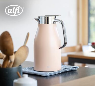 Термос Alfi SKYLINE 1.0л, пастельний колір, нержавіюча сталь, з термоізоляцією, гігієнічний вкладиш з термостійкого скла, поворотний замок з кнопкою, ергономічна ручка, для кави та чаю, BPA-free (1000 мл, Pastel Apricot Mat)