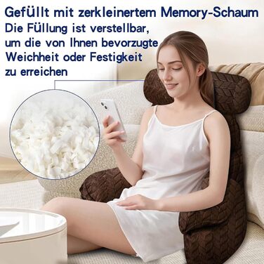 Підголовник для ліжка та дивану, подушка для спини, зручний підголовник для читання та відпочинку (67*30 см, 65*23 см, коричневий)