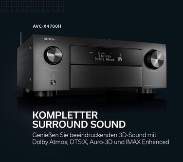 Канальний AV підсилювач Denon AVC-X4700H, 8K, Dolby Atmos, Alexa, HEOS, AirPlay 2, срібло, 9.2-