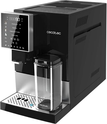 Кавомашина автоматична Cecotec Cremmaet Compactccino 19 Bar з термоблоком, для свіжозмелених зерен, місткість 150 г, 1.1 л, 400 мл молока (Black Silver)