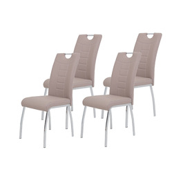 Набір з 4-х стільців для їдальні Hela Tische Andrea, штучна шкіра Cappuccino, хромоване металеве підстав'я, 100x43x64 см