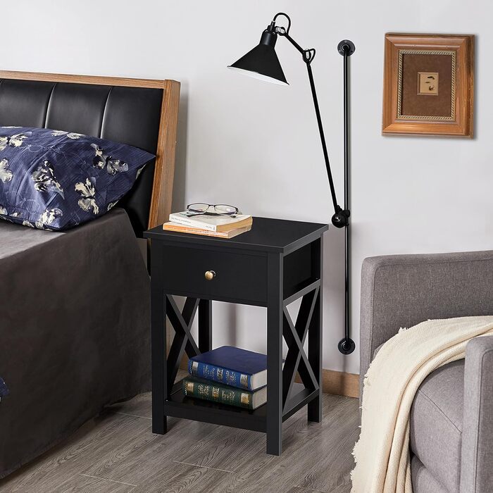 Журнальний столик Yaheetech з шухлядою та полицею, білий, для вітальні та спальні, скандинавський стиль