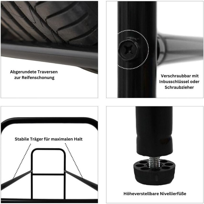 Стелаж для шин PROREGAL CARRERO 104x55x40 см - 8 шин, 2 рівня, чорний