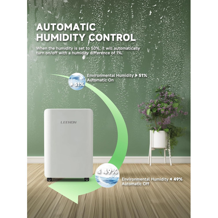 Електричний осушувач повітря 12L/день з таймером, фільтром та захистом від дітей. Тиха робота, смарт-режим, економія енергії, проти цвілі та вологи.