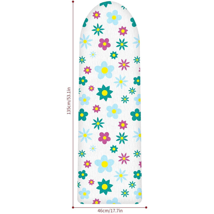 Чохол для прасувальної дошки Vinsani Modern з принтом, швидке та легке прасування, універсальний Multi-Fit, шар піни 3 мм, 100 бавовна, бульбашки (квітка, 135 x 46 см)