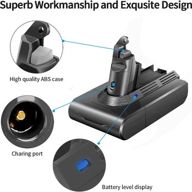 Змінна батарея V6 morpilot для пилососа Dyson V6 DC62/DC58/DC59/DC61/DC72/DC74, 21,6 В 4600 мАг, 2 фільтри