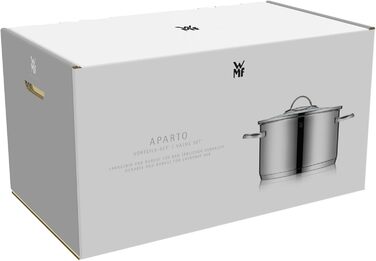 Набір каструль WMF Aparto Induktion 6-teilig з нержавіючої сталі Cromargan, з кришкою з термостійкого скла, без антипригарного покриття, придатний для індукційних плит та посудомийної машини