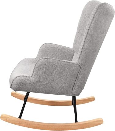 Крісло-гойдалка Liuyoyo з високою спинкою, м'яке крісло з оббивкою, для спальні, офісу, читання, сучасний дизайн (Рожевий, Світло-сірий)