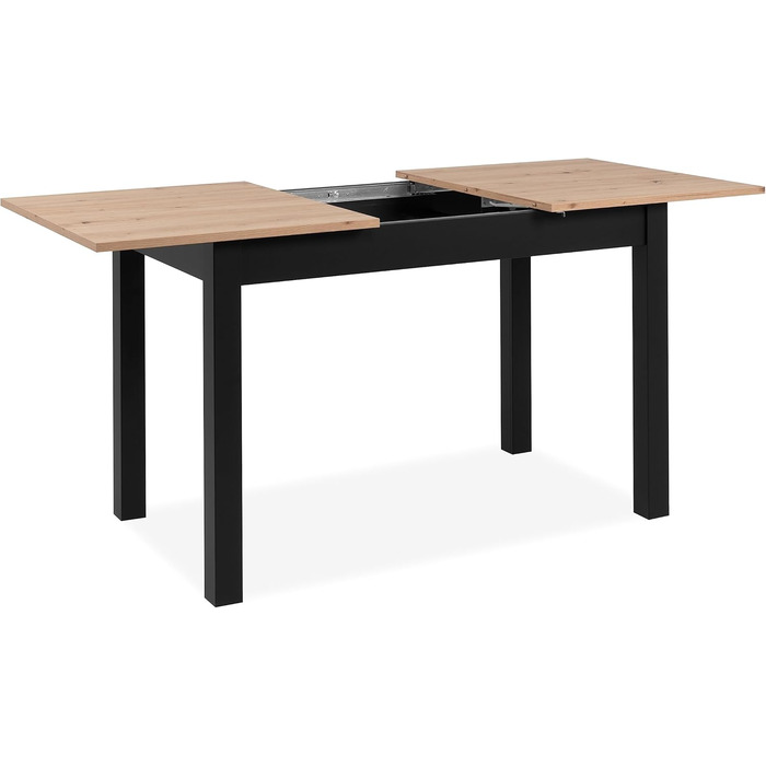 Столовий стіл Esszimmertisch Crawley III Sonoma Eiche 120 см - розсувний, кутовий, з висувною частиною, колір Artisan / Чорний