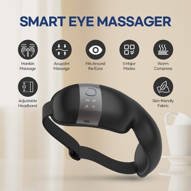 Масажер для очей HubiCare з підігрівом та вібрацією – для зняття втоми, мігрені та зменшення набряків під очима