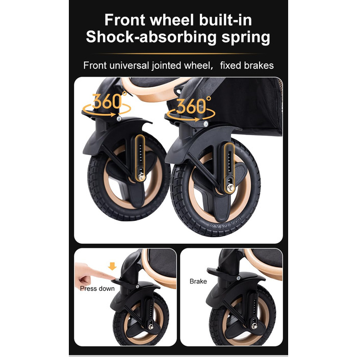 Дитяча коляска YAZOCO 3 в 1: Buggy, Babybett, Комплект. Компактна, складна, з алюмінієвим каркасом для новонароджених (2 шт. чорного кольору)