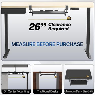 Висувна платформа для клавіатури VIVO під стіл, біла, 68.6 x 27.9 см (з кріпленням)