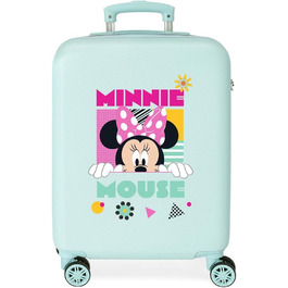 Геометрична бірюзова валіза Disney Minnie 38 x 55 x 20 см, жорстка ABS, бічний кодовий замок, 35 л, 2 кг, 4 подвійні колеса, ручна поклажа