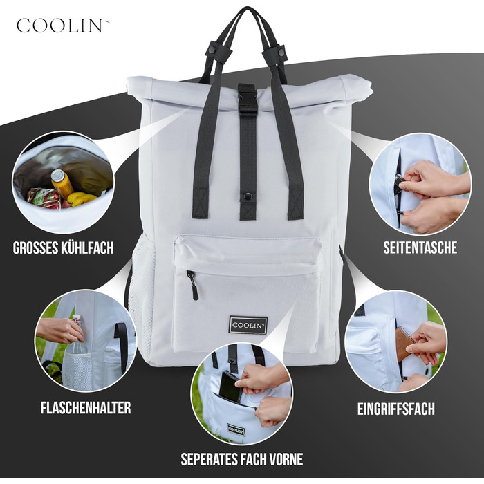 Терморюкзак Coolin' Kühlrucksack 30L: 30 літрів, білий, з відділенням для охолодження. Ідеальний для пікніків, пляжу та походів.