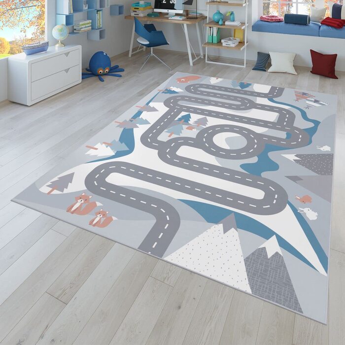 Ігровий килим для дитячої кімнати TT Home дороги 120x160 см сірий