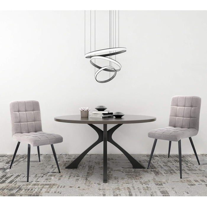 Набір обідніх стільців Lestarain 6 шт. з м'яким сидінням, оксамитові, для кухні/вітальні, металеві ніжки, сірий