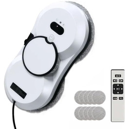 Електричний робот-миття вікон Rooter 5600Pa з автоматичним подачею води та інтелектуальною розпізнаванням країв, для внутрішніх та зовнішніх вікон, 10 мікрофібрових серветок