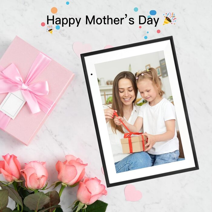 Цифровий фоторамка 10.1 дюйма з Wi-Fi, 32GB, IPS сенсорний екран, автоматичне обертання, чорний колір