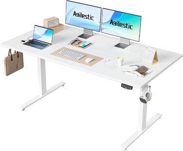 Регульований стіл Agilestic 160 x 80 см, електричний з пам'яттю, ергономічний, для комп'ютера, білий