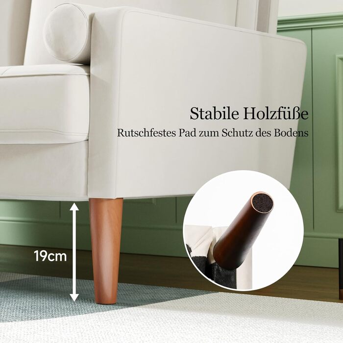 Диван Vesgantti 2-місний, 121 см, сучасний, з 2 подушками, білий, для вітальні/квартири/офісу