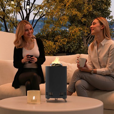 Вогнева чаша Ø16x25см з нержавіючої сталі. Вогнище з гаком для підпалу. Бездимні вогневі чаші сірого кольору.