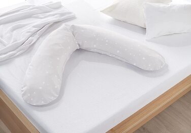 Подушка для вагітних та годування Theraline Dodo, з наповнювачем з перлин, зі знімним чохлом, 170 см, сіра (Sternchen Grau)