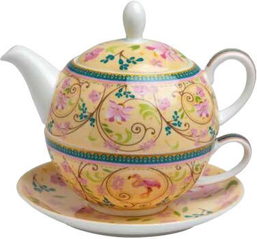Чай TeaLogic для однієї Емми - Набір з чашки (250 мл) і чайника (500 мл) Чай для одного з мотивом фламінго - Чайна логічна кружка Bone China