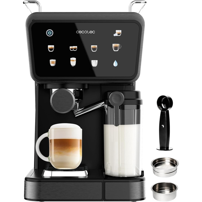 Еспресо-машина Cecotec Power Espresso 20: еспресо, капучино, холодний кавовий напій, 20 Bar, професійна якість для дому. Touch ColdBrew Latte