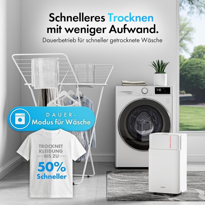 Електричний осушувач повітря VonHaus 12L/24г, для підвалу та приміщень до 125м³, тихий 39dB, з таймером та шлангом для зливу, проти вологи та плісняви