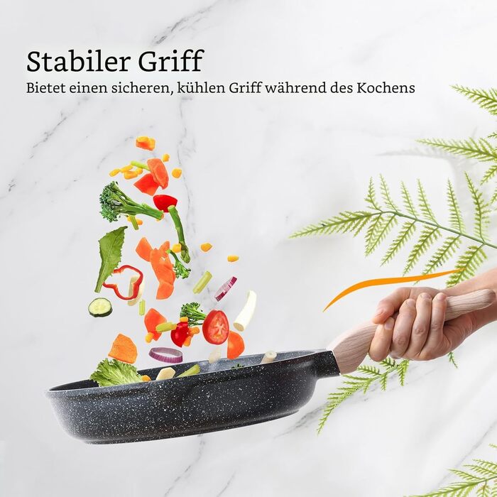 Набір сковорідок Kordisen з антипригарним керамічним покриттям 20/24/28 см, 3 шт. - здорове посуд без PFOA та PFAS, для індукційних плит