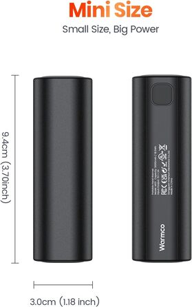 Електричний грілка для рук Warmco 2 шт., 10000mAh, USB Powerbank, 3 рівні нагріву, для чоловіків та жінок, Outdoor, Гольф, кемпінг, чорний