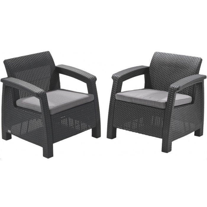 Комплект садових меблів Curver Keter Corfu II DUO, сірий, 2 предмети