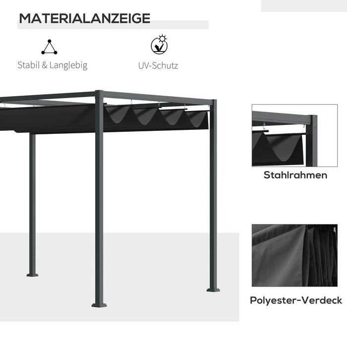 Дах патіо з альтанки Outsunny Pergola з люком 298x213x221см Поліестер Чорний Сірий для саду та патіо