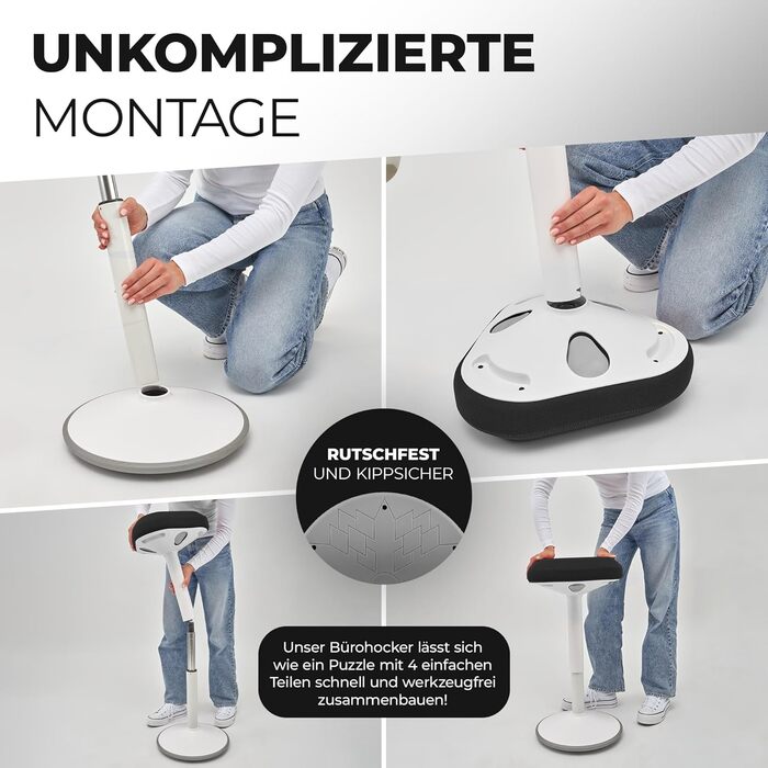 Офісний стілець SMART-Sitzen з ефектом свингу, регульована висота, чорний. Ергономічний стілець для дому та офісу, обертовий, нековзний.