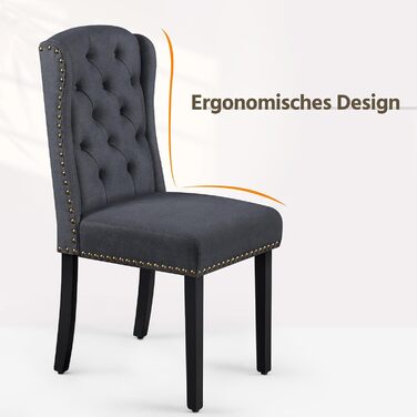 Набір кухонних стільців Yaheetech (6 шт.) з підлокітниками, сірий, до 140 кг