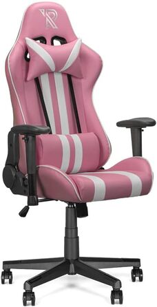 Ігрове крісло Ranqer Felix - 2D підлокітники - регульована на 180 спинка - подушка - нейлоновий каркас - (рожевий / білий)