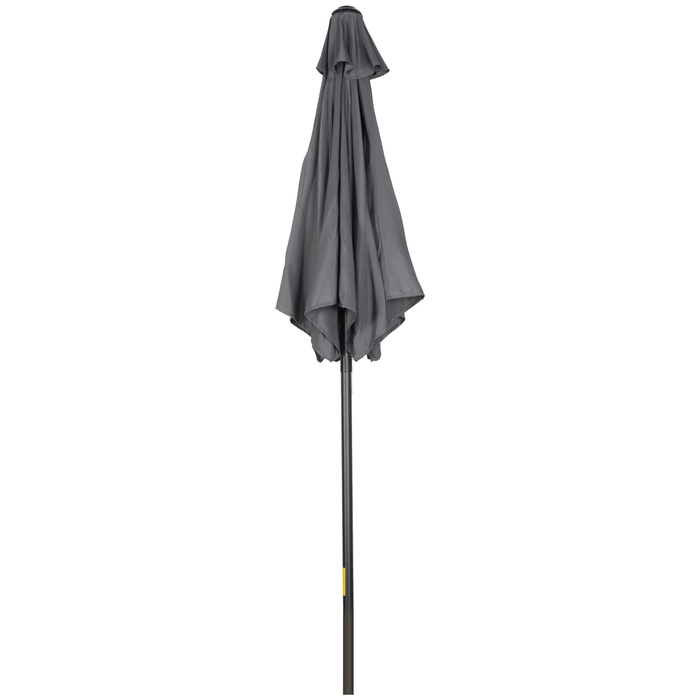 Outsunny Parasol Ø196 см, поворотна парасолька з функцією складання, шестикутна балконна парасолька пляжна парасолька вітрозахисна стабільна ринкова парасолька з колінчастою парасолькою для захисту від сонця для пляжу Балконний сад, темно-сірий