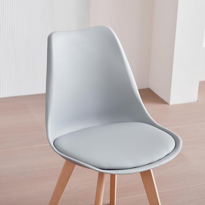 Набір обідніх стільців 6 шт., масивні дерев'яні ніжки, знімні подушки, кухонні стільці, сучасний дизайн (сірий)