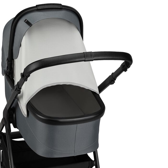 Дитяча коляска MoMi GISELLE 2 в 1 комбінована, сіра, з функцією візка, 5-точкова система безпеки, від народження до 22 кг, з корзиною для покупок, матрацом, дощовиком та пеленатором